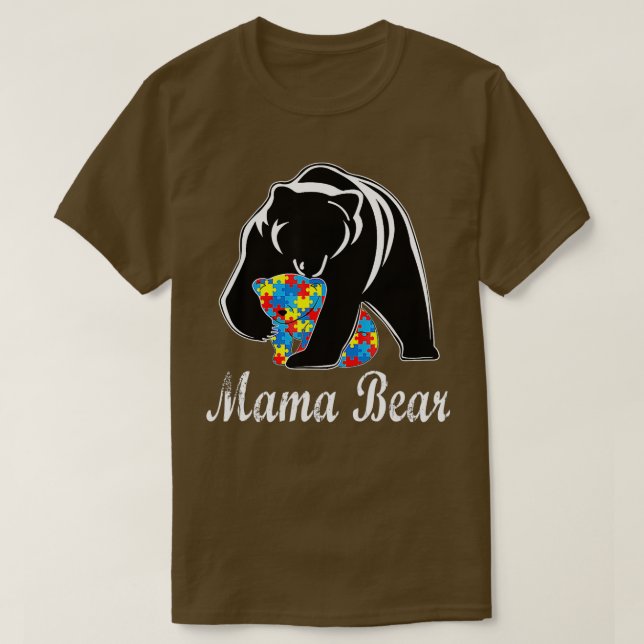 Camiseta Conciencia del autismo Mama Bear apoya a adultos a (Diseño del anverso)