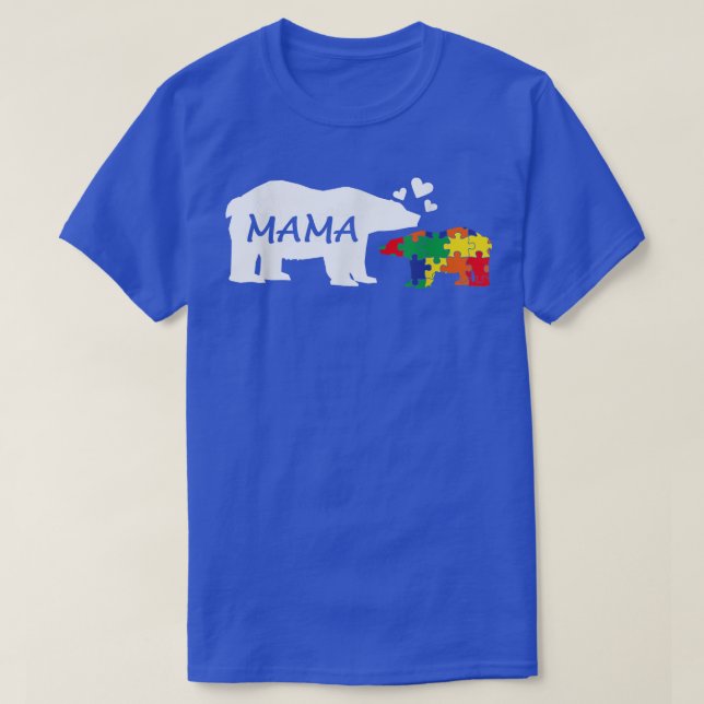 Camiseta Conciencia del autismo Mama Bear Puzzle Piece Auti (Diseño del anverso)