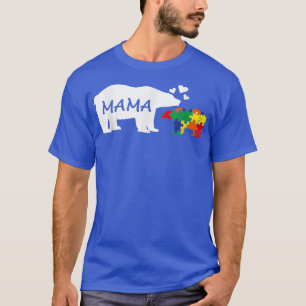 Camiseta Conciencia del autismo Mama Bear Puzzle Piece Auti