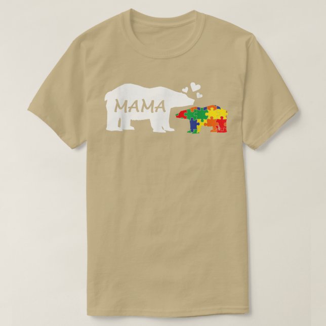 Camiseta Conciencia del autismo Mama Bear Puzzle Piece Auti (Diseño del anverso)