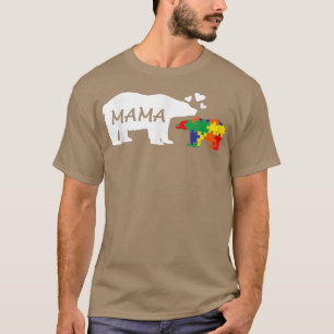 Camiseta Conciencia del autismo Mama Bear Puzzle Piece Auti