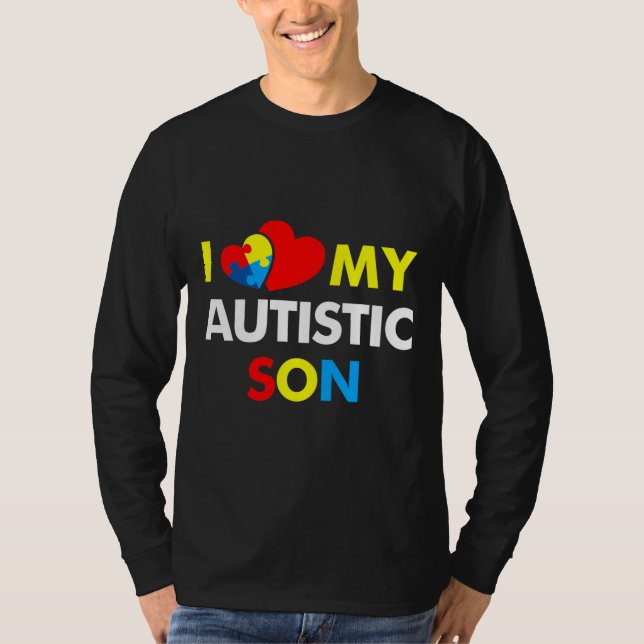Camiseta Conciencia del autismo Me Encanta Mi Hijo Autista (Anverso)