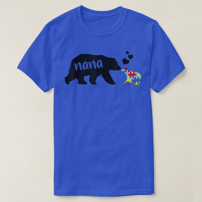 Camiseta Conciencia del autismo Nana Bear Puzzle Piece Auti (Diseño del anverso)