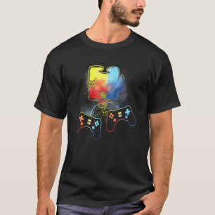 Camiseta Conciencia del Autismo Niño Videojugador Pieza de