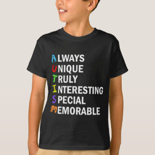 Camiseta Conciencia del autismo Niños acróticos de poema de