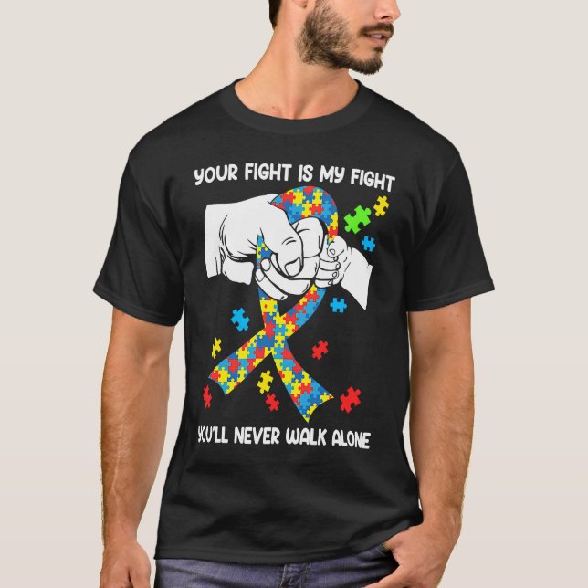 Camiseta Conciencia del autismo: nunca caminarás solo (Anverso)