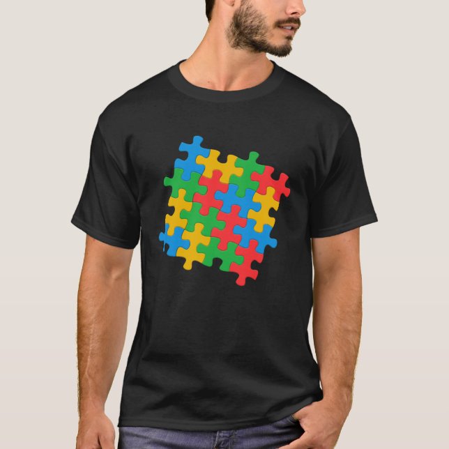 Camiseta Conciencia del autismo Piezas de rompecabezas de j (Anverso)