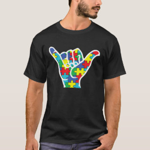 Camiseta Conciencia del Autismo Shaka Mano Suelta Apoyo Aut