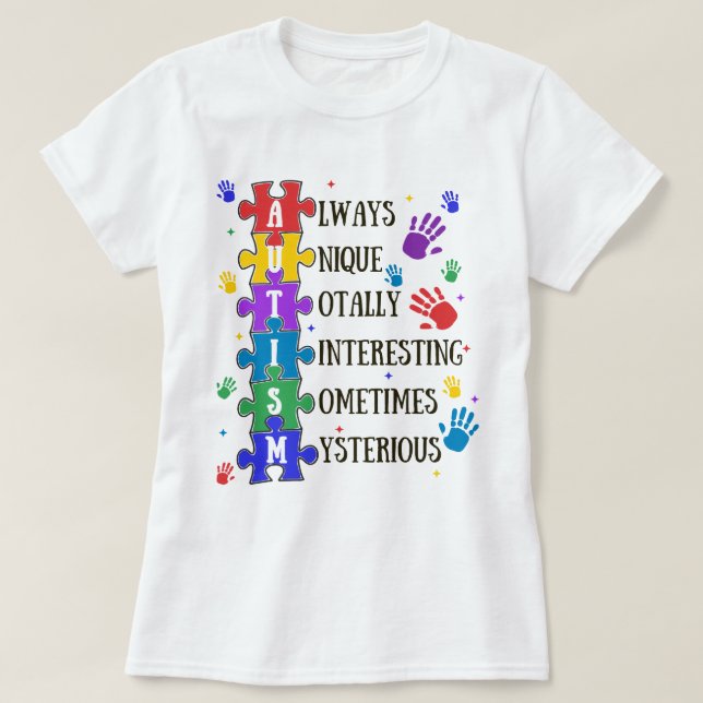 Camiseta Conciencia del autismo Siempre Única (Diseño del anverso)