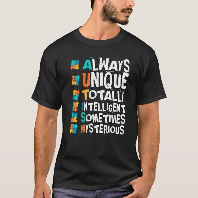 Camiseta Conciencia del autismo Siempre Única Totalmente In (Anverso)