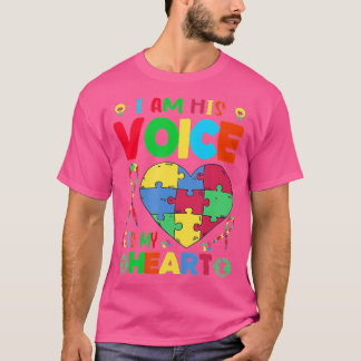Camiseta Conciencia del autismo Soy su voz Él es mi madre d