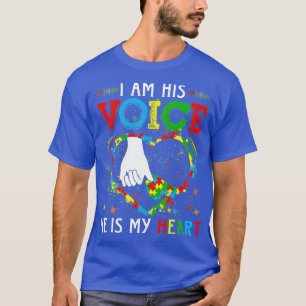 Camiseta Conciencia del autismo Soy Su Voz Mamá Y Hijo Es 