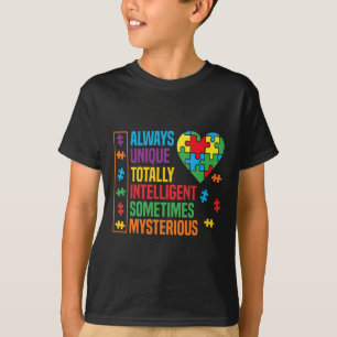 Camiseta Conciencia del autismo Única Misteria Inteligente 