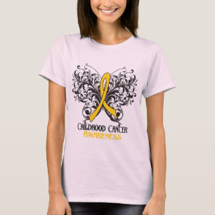 Camiseta Conciencia del cáncer de la niñez de la mariposa