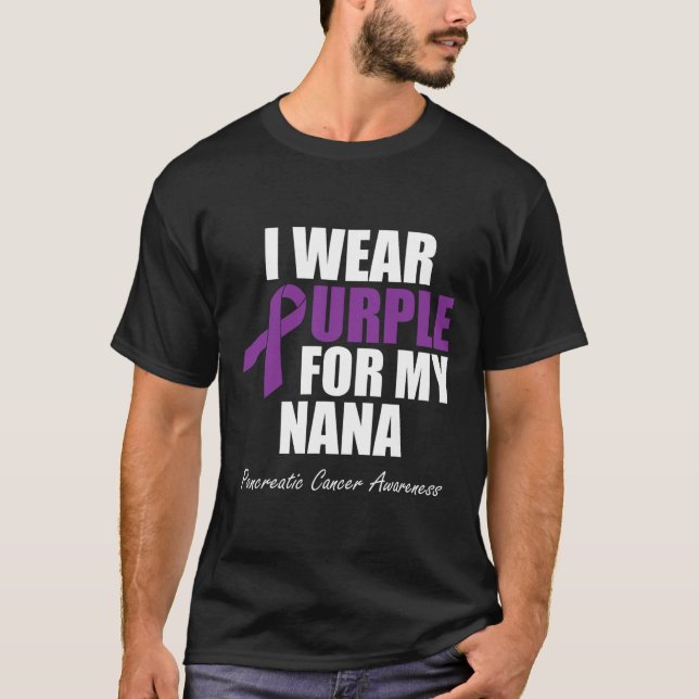 Camiseta Conciencia del cáncer de páncreas que llevo púrpur (Anverso)