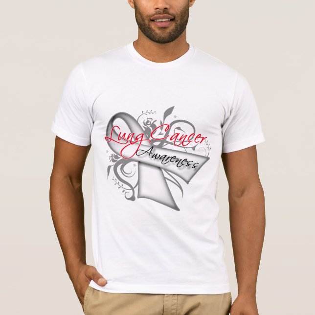 Camiseta Conciencia del cáncer de pulmón de la cinta de (Anverso)