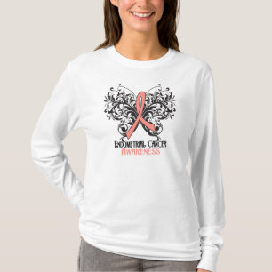 Camiseta Conciencia del cáncer endometrial de la mariposa