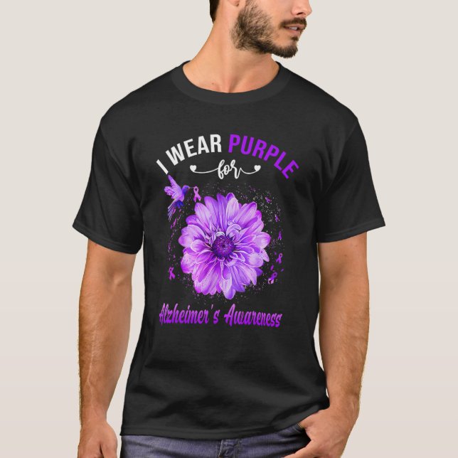 Camiseta Conciencia del colibrí morado de la cinta alzheime (Anverso)