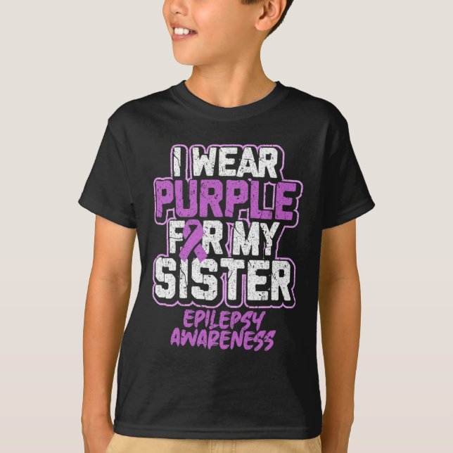Camiseta Conciencia Epilepsia Que Llevo Púrpura Para Mi Her (Anverso)