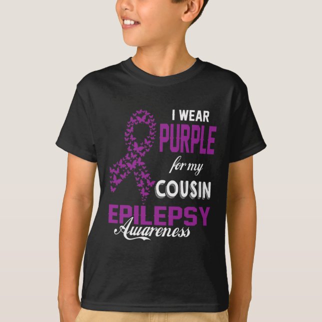 Camiseta Conciencia Epilepsia Que Llevo Púrpura Para Mi Pri (Anverso)