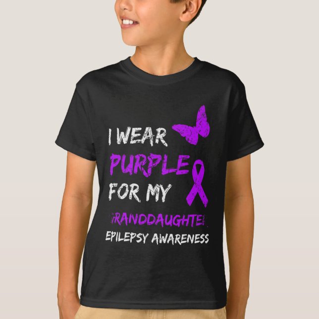 Camiseta Conciencia Epilepsia Que Uso Púrpura Para Mi Abuel (Anverso)