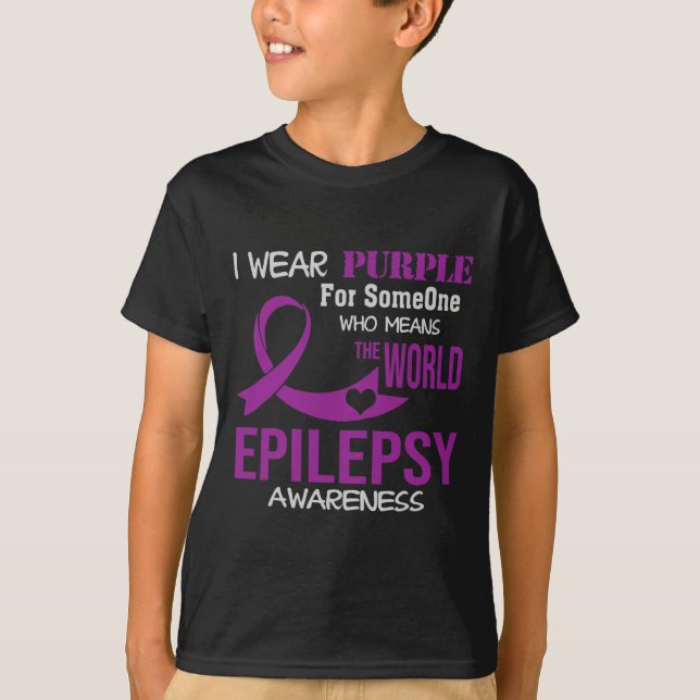 Camiseta Conciencia Epilepsia Que Uso Púrpura Para Mi Fa De (Anverso)