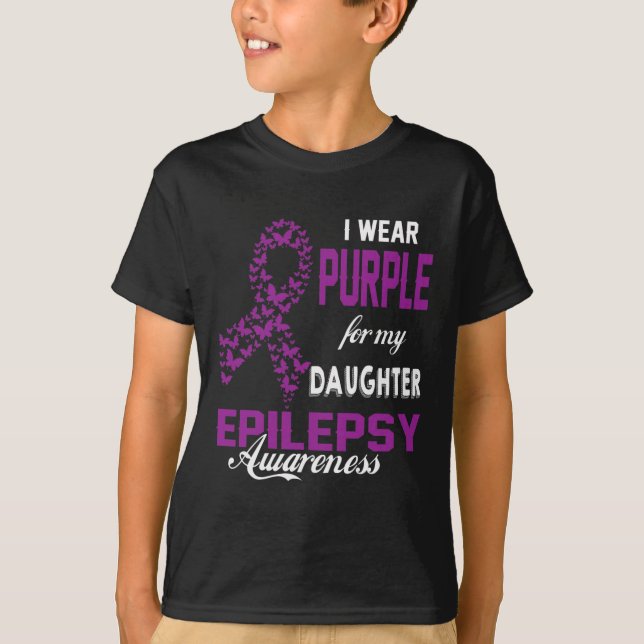 Camiseta Conciencia Epilepsia Que Uso Púrpura Para Mi Hija  (Anverso)