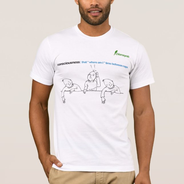 Camiseta conciencia: eso "donde estoy" mido el tiempo entre (Anverso)