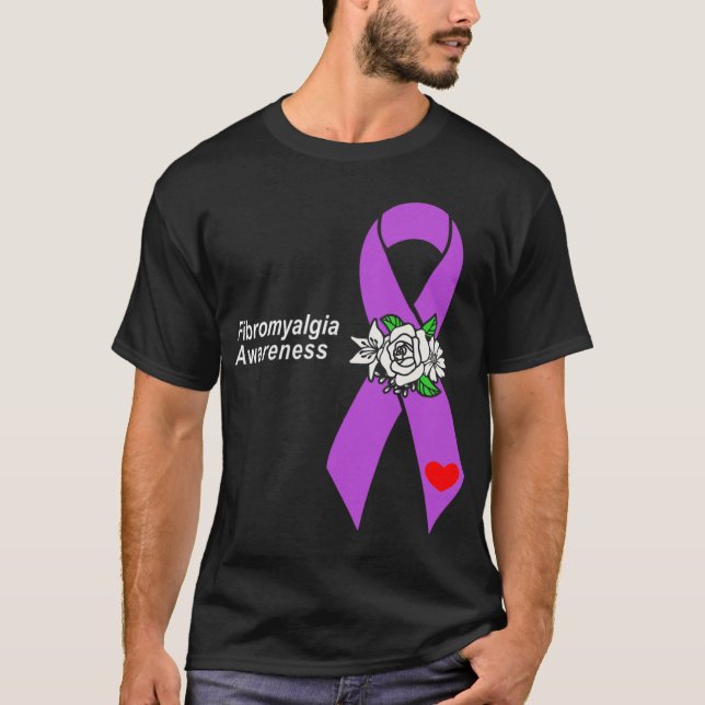 Camiseta Conciencia Flores de cinta morada (Anverso)