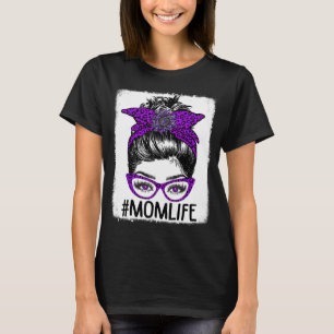 Camiseta Conciencia Mamá Vida Moño Desordenado Leopardo Día