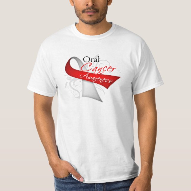 Camiseta Conciencia oral del cáncer de la cinta de voluta (Anverso)