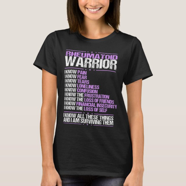 Camiseta Conciencia reumatoide Conozco Dolor Cinta púrpura (Anverso)