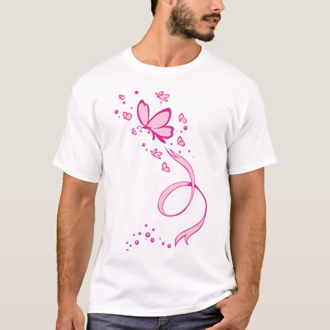 Camiseta Conciencia rosada del cáncer de pecho de la cinta (Anverso)