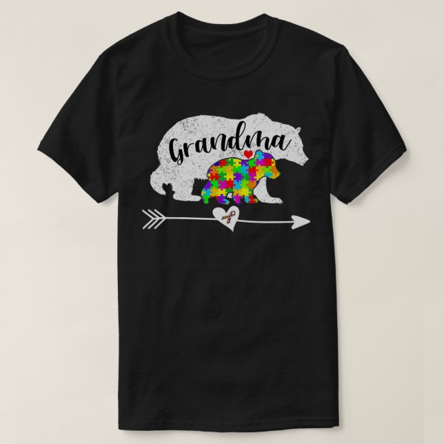 Camiseta Conciencia sobre autismo Abuela con soporte para A (Diseño del anverso)