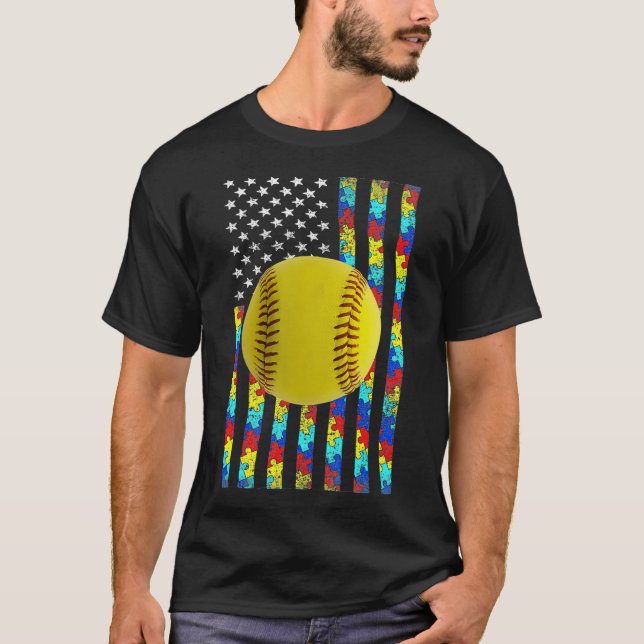 Camiseta Conciencia sobre autismo Bandera estadounidense So (Anverso)