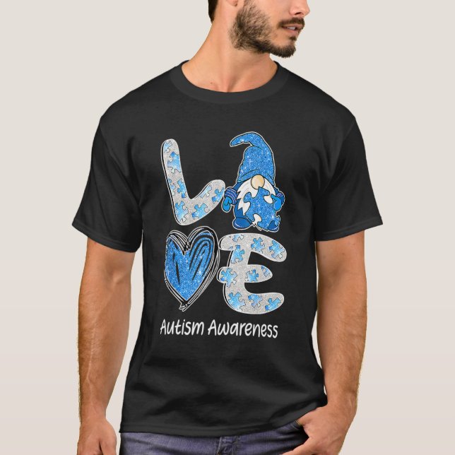 Camiseta Conciencia sobre autismo suave amor Purpurina de n (Anverso)