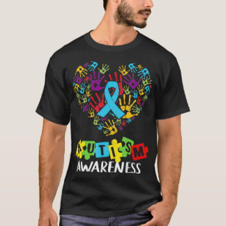 Camiseta Conciencia sobre autismo Tee Mujeres apoyo corazón
