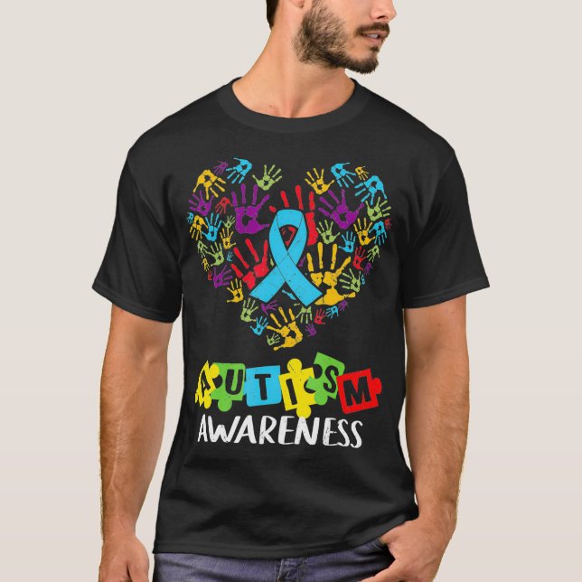 Camiseta Conciencia sobre autismo Tee Mujeres apoyo corazón (Anverso)