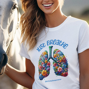 Camiseta Conciencia sobre el asma Flor floral Alergia pulmo
