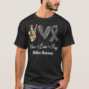 Camiseta Conciencia sobre el asma Paz Amor Esperanza Cinta