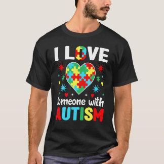 Camiseta Conciencia sobre el Autismo Amo a Alguien con Auti