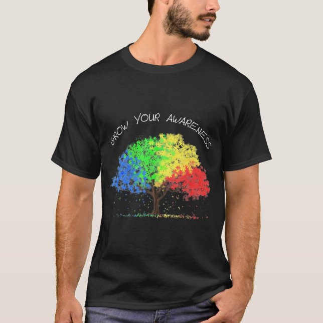 Camiseta Conciencia sobre el autismo Árbol de arcoiris aume (Anverso)