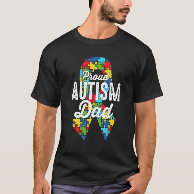 Camiseta Conciencia sobre el autismo Autismo Orgulloso Papá (Anverso)