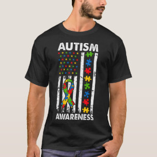 Camiseta Conciencia sobre el autismo Bandera estadounidense