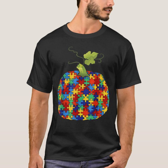 Camiseta Conciencia sobre el autismo calabaza Halloween es  (Anverso)