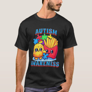 Camiseta Conciencia sobre el autismo con nugget de pollo y 