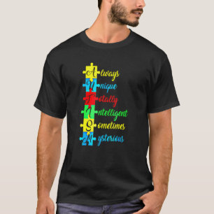 Camiseta Conciencia sobre el Autismo con Siglas y Pieza de 