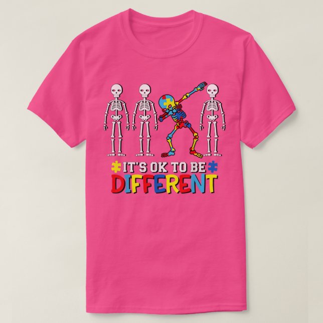 Camiseta Conciencia sobre el autismo Dabbing Skeleton está  (Diseño del anverso)