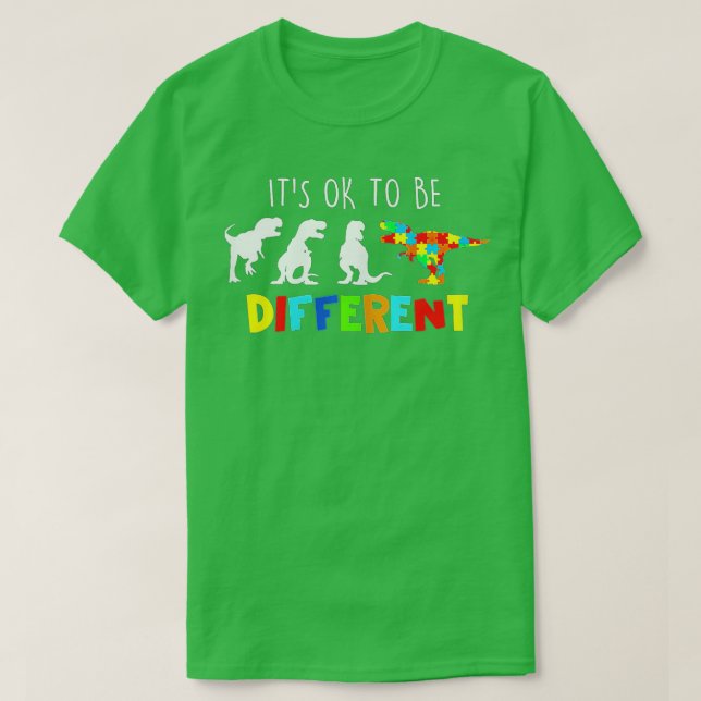 Camiseta Conciencia Sobre El Autismo Dinosaurio Kid Bois Es (Diseño del anverso)