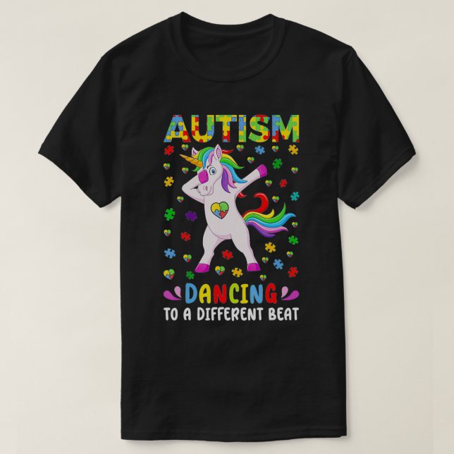 Camiseta Conciencia sobre el autismo El baile Unicornio es  (Diseño del anverso)